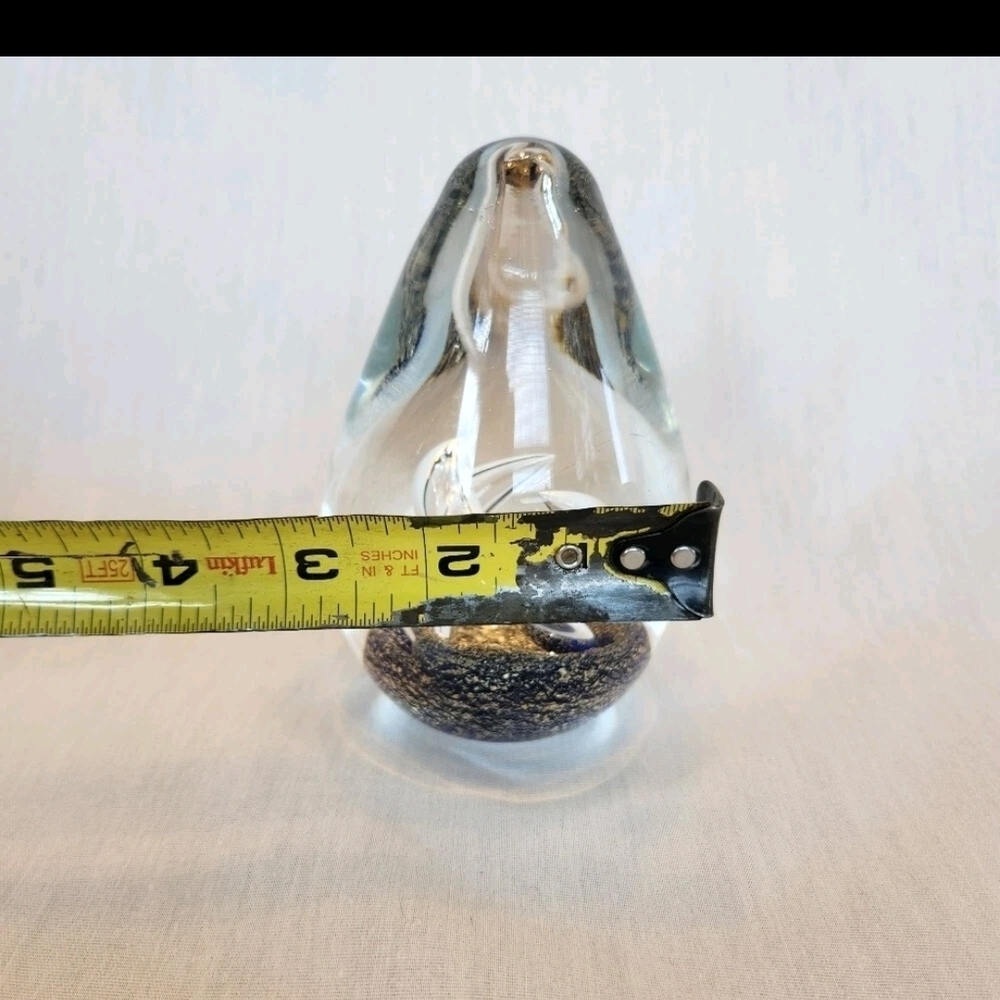 Artisan Glass Murano Style Paper Weight with Gold and Blue Details - Picture 5 of 5